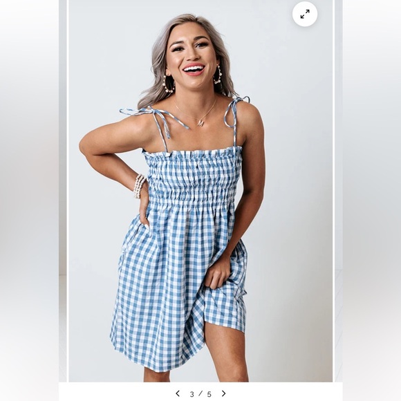 WATERLOO GINGHAM DRESS IN BLUE EUC - Picture 2 of 6